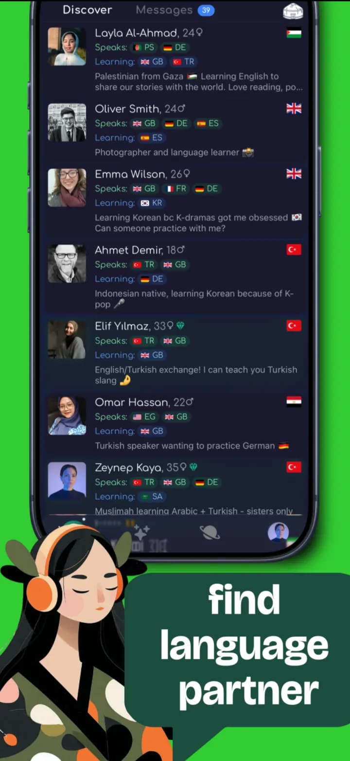 Find your language partner from a global community