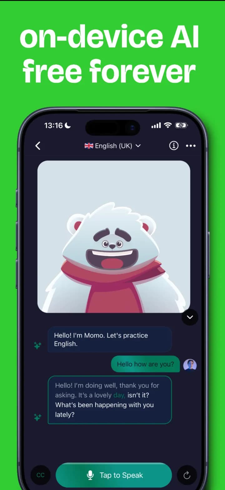 On-device AI tutor — free forever, no quotas